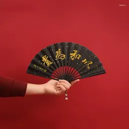 Dekoracyjne figurki mini składany papier fan chiński DIY Ventilatore Bamboo Abanicos para boda kaligrafia malarstwo ręka przenośny wentylator