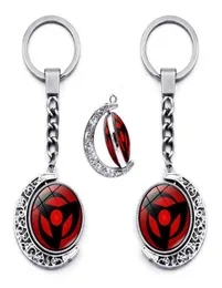 Sharingan Eye Keychain Accessories 360 Degree Rotating Moon Pendant Uchiha Sasuke Kakashi Anime Keychains Charms Metal Key Ring G18429768