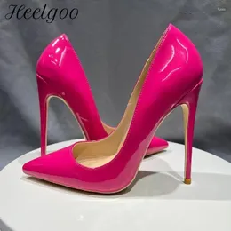 Kleiderschuhe Heelgoo Frauen sexy Rose Patent Pointy Toe High Heel für Party Club Designer Slip auf Stiletto Pumps 12 cm 10 cm 8 cm