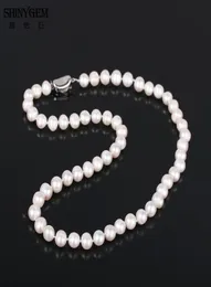 Chokers Shinygem natürliche 79 mm Freashwater Perl Chocker in der Nähe der runden weißen Frauen Halsketten Klassische Hochzeit Schmuck Elegante Halskette7810232
