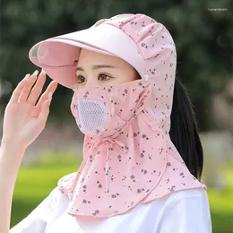 Berets 1pcs Summer Hat Women Outdoor Cycling Sunshade Face Mask Wide Brim Breathable Suncreen SunHats Casual Sunhat Visor UV Protection
