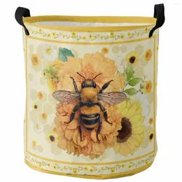 Lavanderia Bolas Flores abelhas Animais Honeycomb amarelo dobrável cesto sujo O organizador de brinquedos infantis de brinquedos