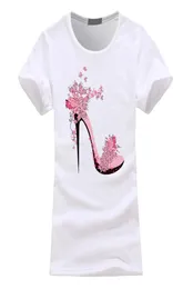 Women High Heel Shoes Printed Tshirts Fashion Cute Tees Female Summer Short Sleeved Oneck Tops7610662