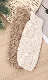 Naturlig vegetabilisk fiber dubbelsidig exfolierande hampa lin ramie handske hand mitt mitten formad tillbaka och kroppsduschbadskrubber BR7546250