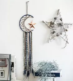 BOHO Macrame Wall Hanging Moon Star Bohemian Decor de casa Taquel penas de penas de parede de penas de parede de penas de casa Tecida a decoração de casa5244227