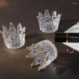 Ljushållare moderna stilglasögon nordisk gyllene krona transparent liten kerzenhalter dekor bordsbask