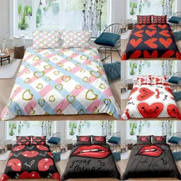 Sängkläder sätter Zeimon Valentine's Day 3D Set Single Double King Size 2/3st Loving Heart Däcke Cover Pillow Case Microfiber Bed