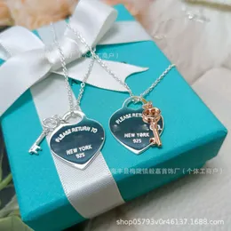 S925 Silver Tiffanyjewelry Heart Pendants Seiko High Edition 925 Rose Gold Key Naszyjnik