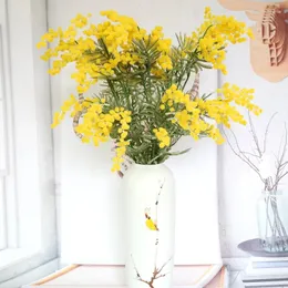 Fiori decorativi htmeing 5pcs mimosa di seta artificiali piante finte rami spruzzati pudica acacia bouquet a casa decorazione autunno