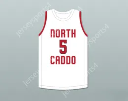 CUSTOM Mens Youth/Kids ROBERT WILLIAMS III 5 NORTH CADDO HIGH SCHOOL TITANS WHITE BASKETBALL JERSEY 2 TOP Stitched S-6XL