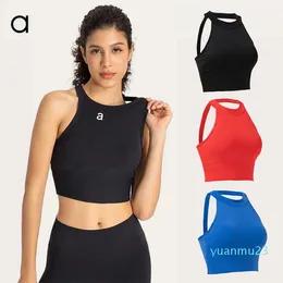 LL Lemons Bra Top Yoga Soft Tank محاذاة نساء رياضة صدرية متوسطة البهجة البهجة عالية الرقبة سترة على الاتجاه Longline Longline Sleek Sleek Lounge Designe