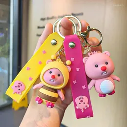 Keechchains Cute Keychain rosa Beaver per le chiavi dell'auto Corea Accessori anime della catena chiave Accessori da donna Bamme bambola Dolli per le vacanze