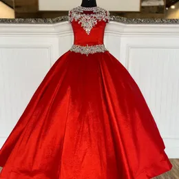 Little Miss Pageant Kleid für Teenager Junioren Kleinkinder 2021 Ab Stones Crystal Taft Long Kids Gown formelle Party Perlen hohe Ausschnitt R 268s