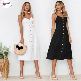 Abiti casual Pulabo Calofe Women Abito estivo Cingcio sexy Cinghie Bohémien Botton Beach Girls Fashion Drengess Boho Vestidos Femmina femmina