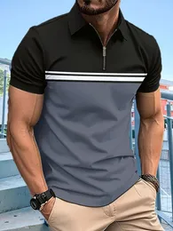 Sommer verkaufen Herren Reißverschluss Polo -Hemdkragen Kurzfilm Pullover Casual Sports Solid Color Stand Trend Tshirt 240513