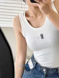 Women Tank Tops Tee Low Women Knit Designer Anagram Embroidery Vest Sleeveless Breathable Knitted Pullover Sport Tops Summer Short Slim Size S M L Woman Outfits