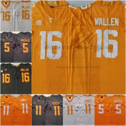 Tennessee voluntário da camisa de futebol da faculdade 16 Wallen 5 Hendon Hooker 11 Jalin Hyatt All Stitched