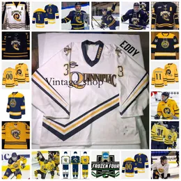 VIN 2022 NCAA Frozen Four personalizado Quinnipiac Bobcats Hockey Jersey 6 Devon Toews 4 Connor Clifton 11 Wyatt Bongiovanni 11 Bryan Leitch 8