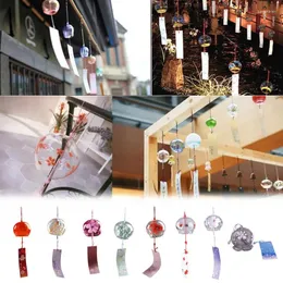 Estatuetas decorativas sinos de vento românticos padrão de estilo japonês sinos de vidro pendurado pingentes ao ar livre para restaurantes em casa decoração