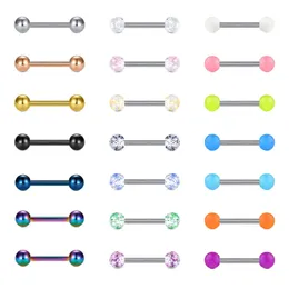 1 Pcs 14G Tongue Rings Nipple Straight Barbells Stainless Steel Body Piercing Jewelry 12mm 14mm 16mm Multiple styles 240429