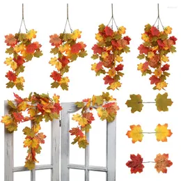 Kwiaty dekoracyjne sztuczne rattan wieniec na Halloween Święto Dziękczynienia Dekorat wislarz jesień liście ogrodowe girland