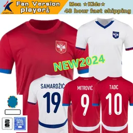 2024 세르비아 축구 유니폼 24 25 25 SRBIJA 국가 대표 홈 어웨이 Sergej Mitrovic Football Shirts 키트 Vlahovic Pavlovic Tadic Milenkovic Zivkovic