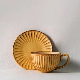 Cups Saucers Japanische Porzellan Kaffee Retro Kunst Nachmittag Tea Tassen Sets Luxus Taza Ceramica Keramik Kreativ KC50BD