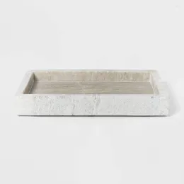 Förvaringslådor Vit marmor badrumsbricka arrangör höjde silhuett 10x6 tum öppen design