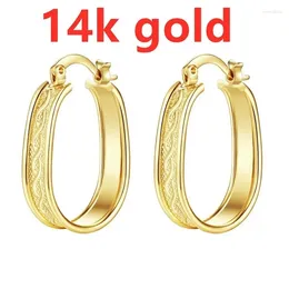 Dangle Earrings Pretty 14K Solid Yellow Gold Filled Hoop Style Womens Jewelry Length Approx 30mm Width 19mm