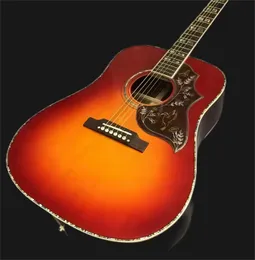 Guitarra personalizada da fábrica, top de abeto sólido, brandboard de pau-rosa, lados de mogno e costas, 41 guitarra acústica da série Hummingbird de alta qualidade, guitarra acústica,
