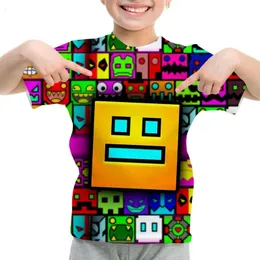 Game Angry Geometry Dash TShirt Boy Girls Cartoon 3d Print Kids Tshirts Summer Short Sleeve Casual T Shirt Children Clothing 240511