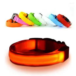 Dog Collars LED Nylon Collar Cat Harness Flashing Light Up Night Safety Pet 7 Color S-XL Size Christmas Accessories