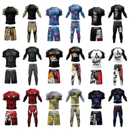 Cody Lundin Durabilität MMA BJJ Rash Guard enge Übungen Jogging T-Shirtspants 3D-Druckkompression Box-Tracksuit 240506