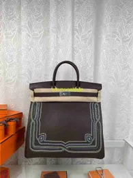 BK deri çanta güvenilir lüks 40 cm Çin-şık nakış paris pastoral el dikili balmumu iplik büyük platin çanta erkek çanta büyük kapasite logo hbmk