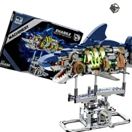 Mecha -Serie Haifisch -Kit -Roboter -Bausteine Mech Actionfigur Meer Tiertechnologische Modell Steine Geburtstagsgeschenke Spielzeug für Erwachsene 240506