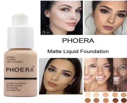 Phoera Soft Matte Light Cream Długotrwałe płynne twarz podkład Makijaż Fundament Naturalny Olej Kontrola Maquiagem DH4670936