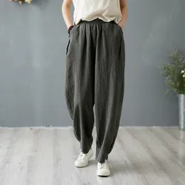 Spring and Autumn New Home Loose Size Ramie Versatile Sandwashed Spliced Casual Pants Women's Lantern Pants