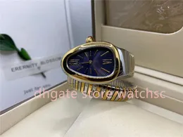 Watchsc- 여성 시계 상자 시계와 함께 32mm 감상 뱀 모양의 석영 운동 작은 팔찌 여성 액세서리 장식용 팔찌 품질 사파이어 유리 시계