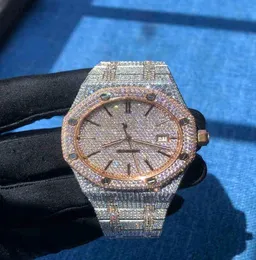 Rosegold gemischt Sier Diamond Roman Numerals Luxury Herren Eire Kubikzirkonia Uhr mit Box6235097