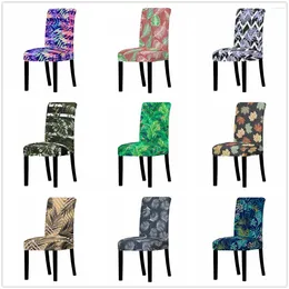 Chair Covers Colorful Print Cover Tropical Plant Pattern Spandex Stretch Anti-dirty Furniture Washable