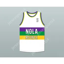 任意の名前任意のチームDJ Jimi 5 Nola Bounce White Basketball Jersey All Stitched Size S-6XL最高品質