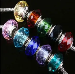 1000pcs fasetterade glaspärlor charms enkelkärnan silverpläterad pärla charm passar armband mix 30 stilar7847102
