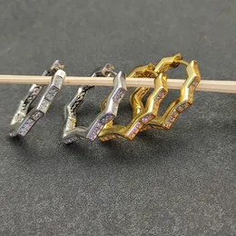 22.8*2,6 mm klassisk designerörhängen guld och silver hexagonal örhängen för kvinnor högkvalitativa diamantörhängen för par semestergåvor