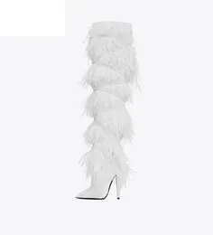 Boots Feather Sexy Ostrich Hair High Heel Pointed Toe European And American Large Size Shoes 2022 Fashion3611115