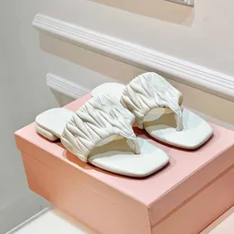 Designerschuhe plissierte flache Sandalen Open Toes Slip on Shoe