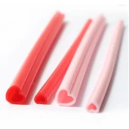 Drinking Straws Reusable Silicone Straw Portable Foldable Heart-shaped Plastic Food Grade Collapsible Coffee Drink Tool