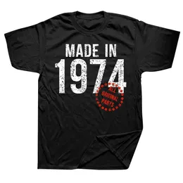 Męskie koszulki Vintage Funny Made In 1974 Wszystkie oryginalne części T Shirt Graphic Strtwear Short Slve Birthday Gifts T-Shirt Men T240510