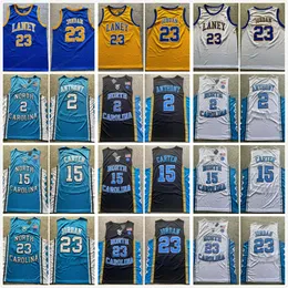 NCAA North Carolina Tar Heels College Basketball Jerseys Vince 15 Carter Michael 23 Cole 2 Anthony Vintage Stitched Mens Laney High School Shirts