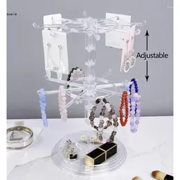 Custode per gioielli x7ya Countertop Acrilico Rimpasto rotante Rimpicciolo regolabile 2 pneumatici Porta del display Porta