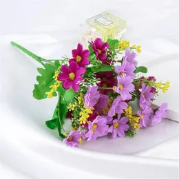 Dekorative Blumen künstliche Blume Hochzeit Handheld Kleine Gänseblümchen 28 Kopf springen Orchideen Chrysanthemen Nachahmung